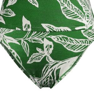 Land's End textured ribbed shine bikini bottom green etched leaves shine M 10-12